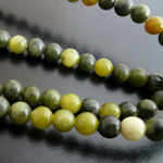 オリーブ緑系バリエーションカラー翡翠の4ミリ珠（１０個）