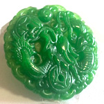 翡翠の龍 彫刻パーツ/双龍戯珠