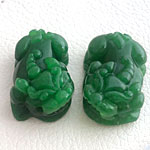 天然石緑色瑪瑙の金運貔貅(中）1対